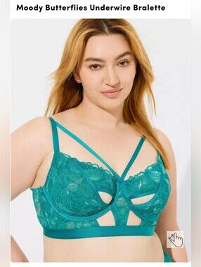 Moody Teal Butterflies Underwire Bralette
